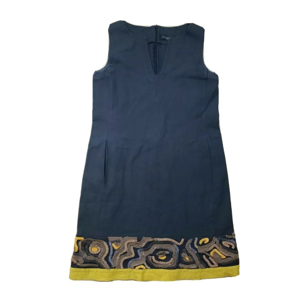 Piazza Sempione 44 Cotton Shift Dress w/ Linen Silk Embroidered